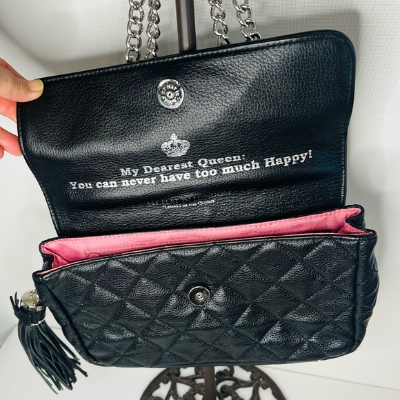 My Flat London LADY BUCKLEY Black Quilted Leather Shoulder Bag $285 Bow Crown - Picture 2 of 11
